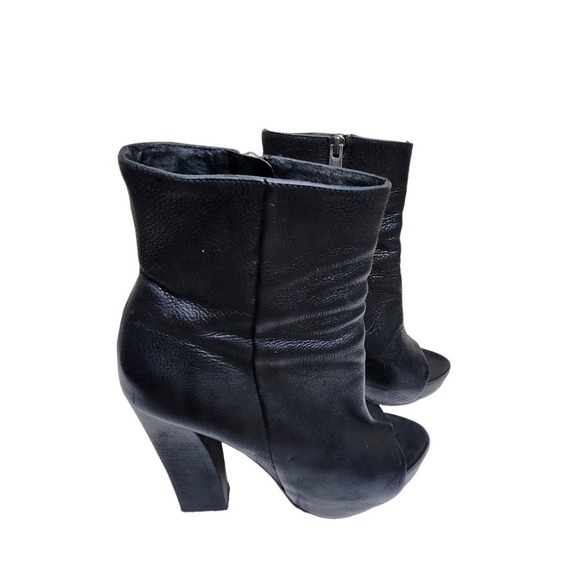 Allsaints women's black leather peep toe platform ankle booties 6.5M - Picture 2 of 10
